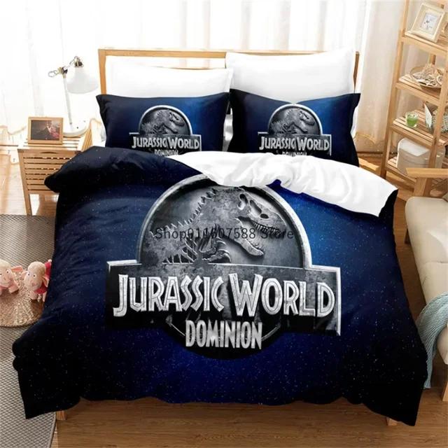 Rotes Jurassic Park-Bettwäscheset, Cartoon-Heimtextilien für Kinder, Bettset, Bettbezug, Schlafzimmerset, Queensize-Dinosaurier-Bettbezug AU Single(140x210cm)