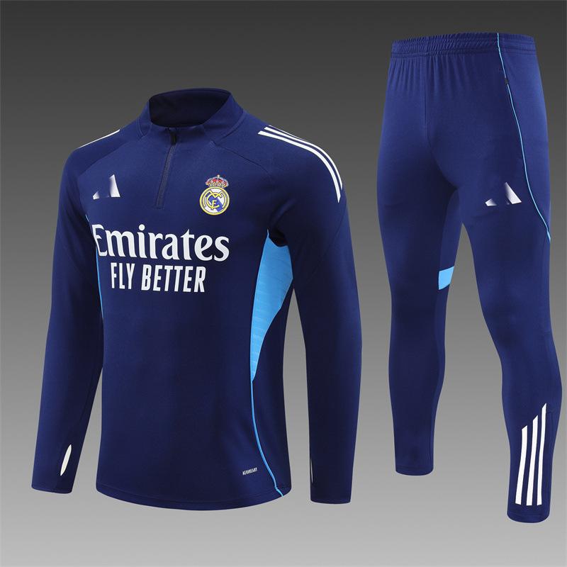 2426 Real Madrid Trikot Langarm Halbzip Vor dem Spiel Fußball Trainings-Trikot Auswärts-Trikot Erwachsenen Kurzarm Kinderanzug size 16