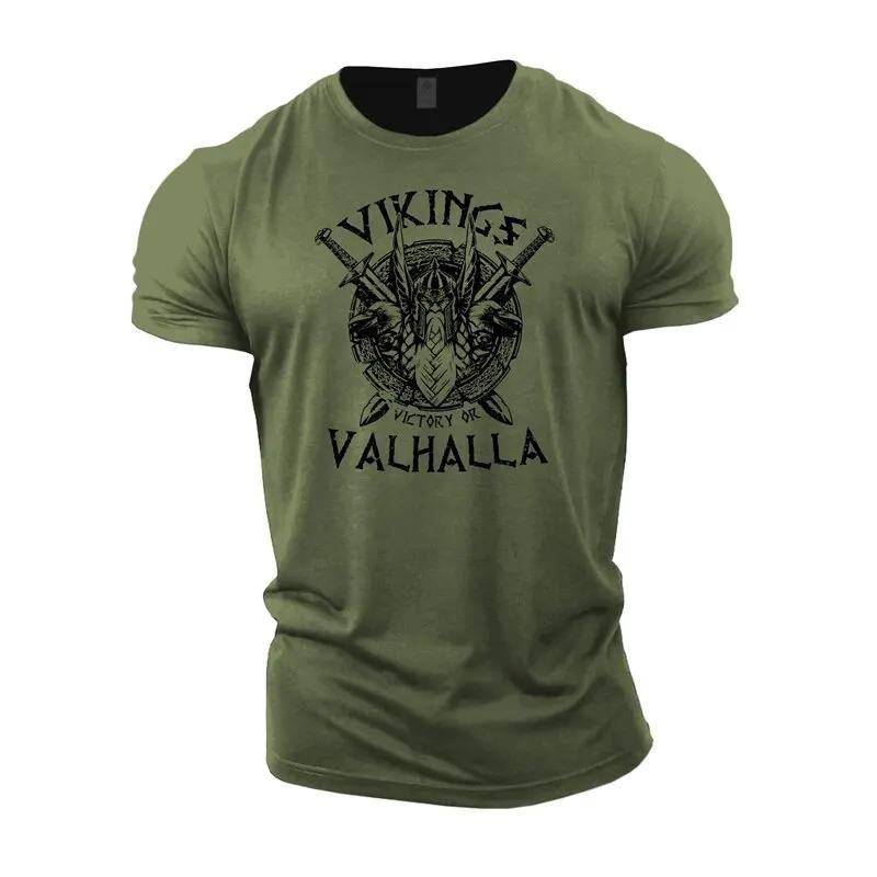 Neues Sommer-T-Shirt für Herren aus Baumwolle, Fitness-Sport-T-Shirt, Vikings-T-Shirt, Übergröße, Herren-Top, modisch, atmungsaktives Shirt für Oberteile S