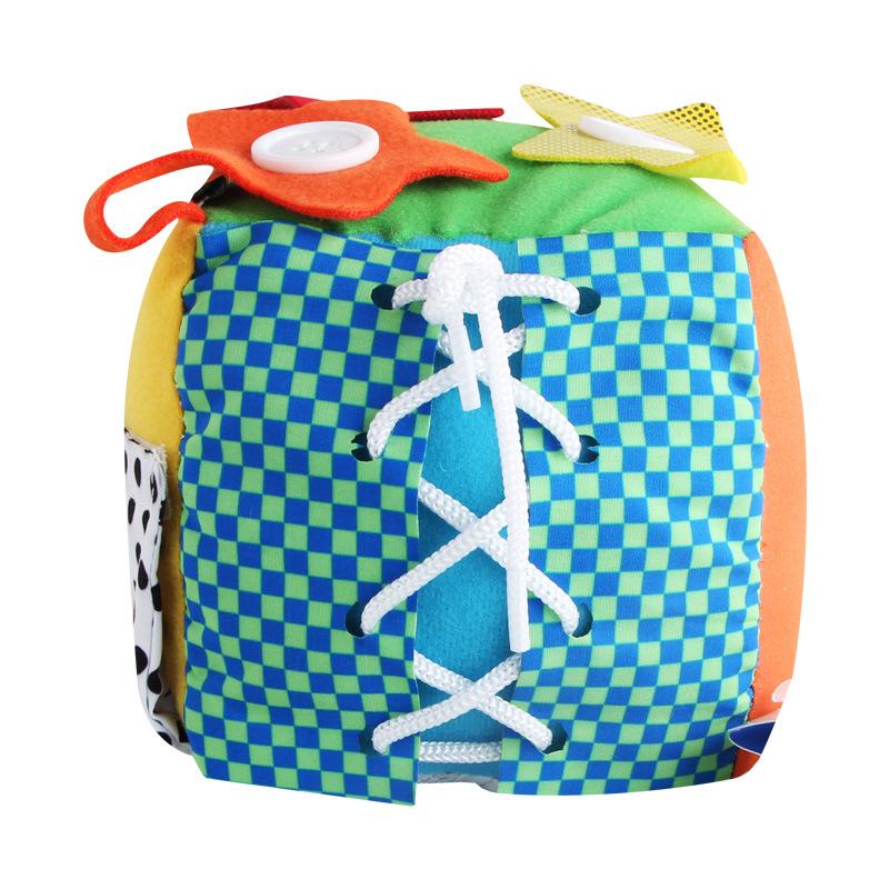 Baby Frühes Lernen Leben Spielzeug Lebenskompetenzen Lernen Quadratischer Ball Spielzeug Simulation Übung Lernen Reißverschluss Knopf Klettverschluss Kinder Spielzeug blue