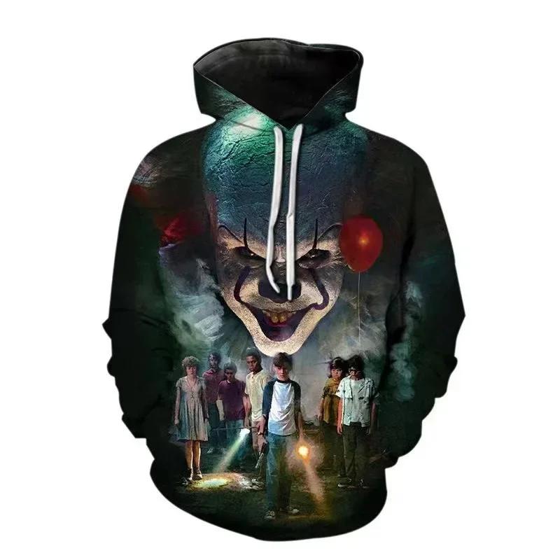 Herren Kapuzenpullover Clown Grafik Locker Mode Pullover Herbstkleidung Freizeitkleidung Damen Oberteile Sweatshirts 6XL black