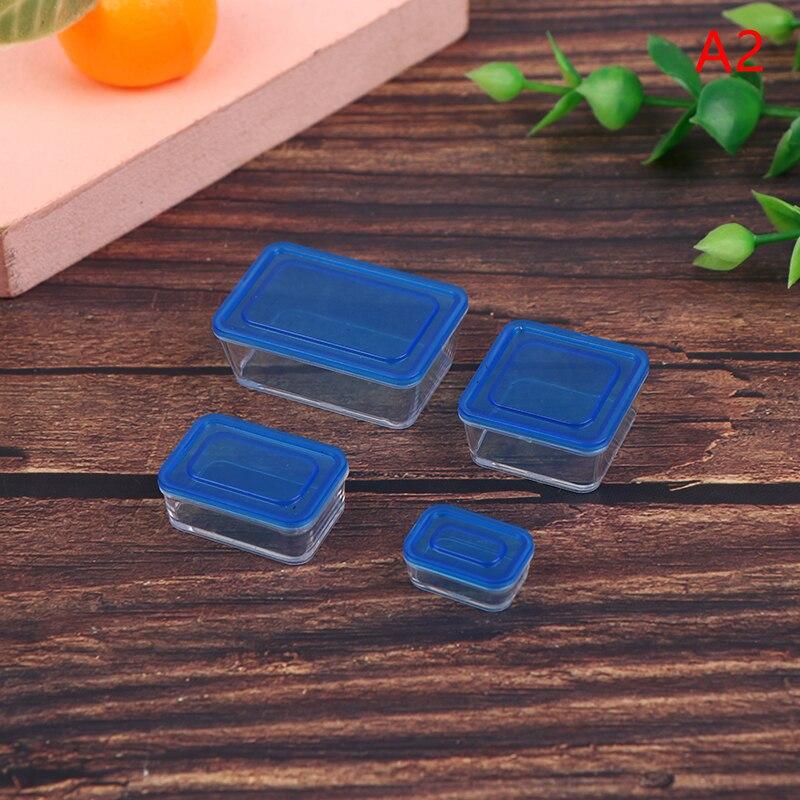 4 Stücke 1/12 Miniatur Puppenhaus Lebensmittelbehälter Set Mini Schärferes Obst Box Lunchbox Bento Box Küche Blyth Puppenhaus Zubehör Rectangle