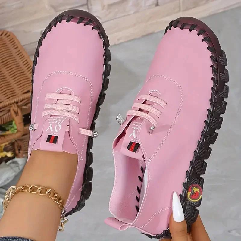 Damen Casual Sneakers 2025 Neue Frühlings- und Sommerschuhe mit weichen Sohlen und atmungsaktiven Slippern im Retro-Stil in Übergröße 36-43 Einzelschuhe für Damen 43 rosa
