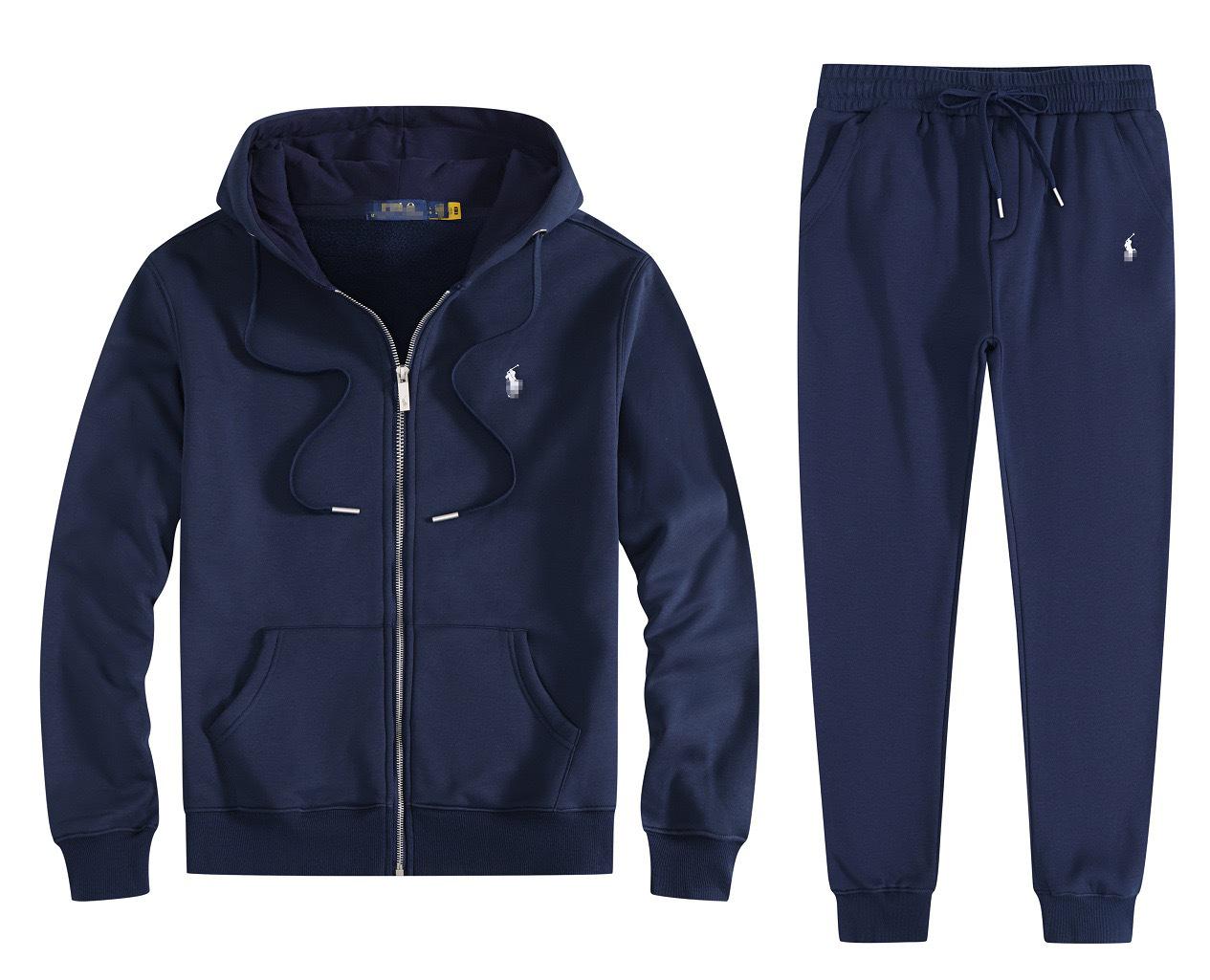 Herren RL Fleece-gefüttertes Reißverschluss-Kapuzensweatshirt und Jogginghosen Set 2XL for 160-180 lbs