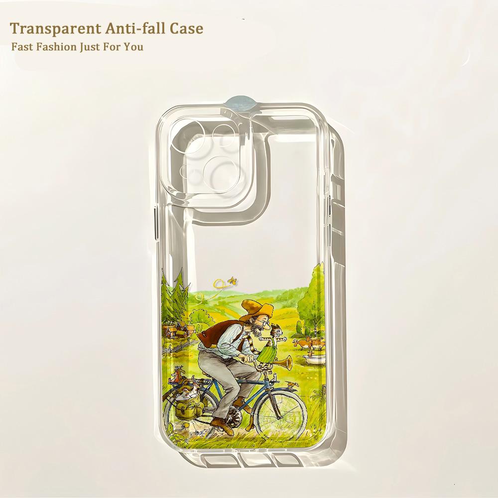 Cartoon Pettson Findus Handyhülle Für iPhone 17 16 16e 15 14 13 12 11 Mini Pro Max X XR XSMax 8 Air Plus Transparente Rückseite iPhone 17 Air