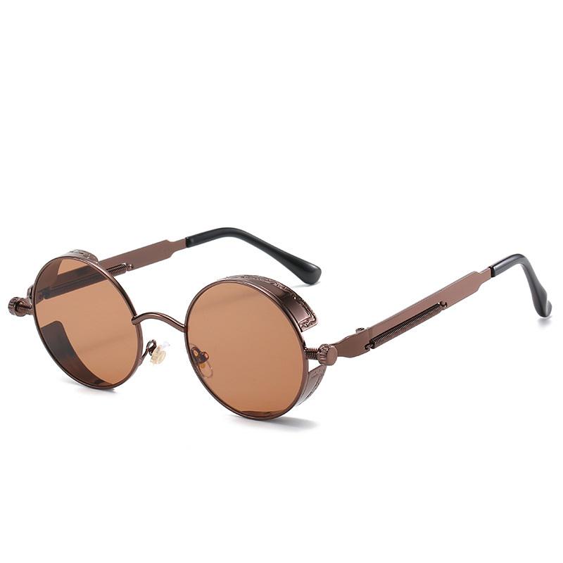 Punk Steam Sonnenbrille für Männer Vintage Brille Unisex klassische runde Rahmen Brille braun