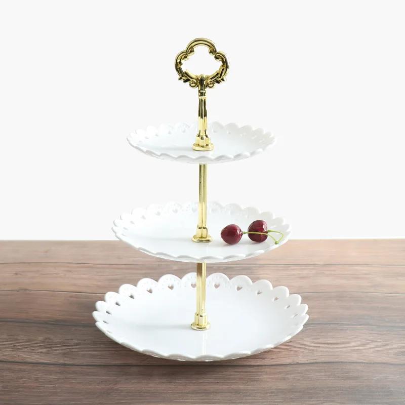 3-stöckiger Cupcake-Ständer, Obsttellerhalter, Desserts, Snacks, Süßigkeiten, Buffet-Ständer, Turm für Weihnachten, Hochzeit, Party, Kuchen, Desserttablett beige