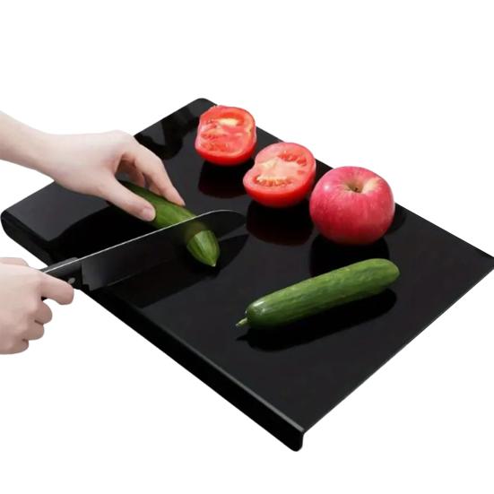 Acryl Schneidebrett mit Thekenlippe 16x12 Zoll Rutschfest Transparent Küchen Schneidebretter für Arbeitsplatten Schutz Wohnung Grundausstattung 40cm schwarz