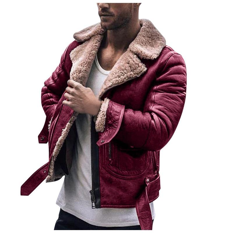 Herrenjacke aus Kunstleder mit verdicktem Reißverschluss 2XL rot