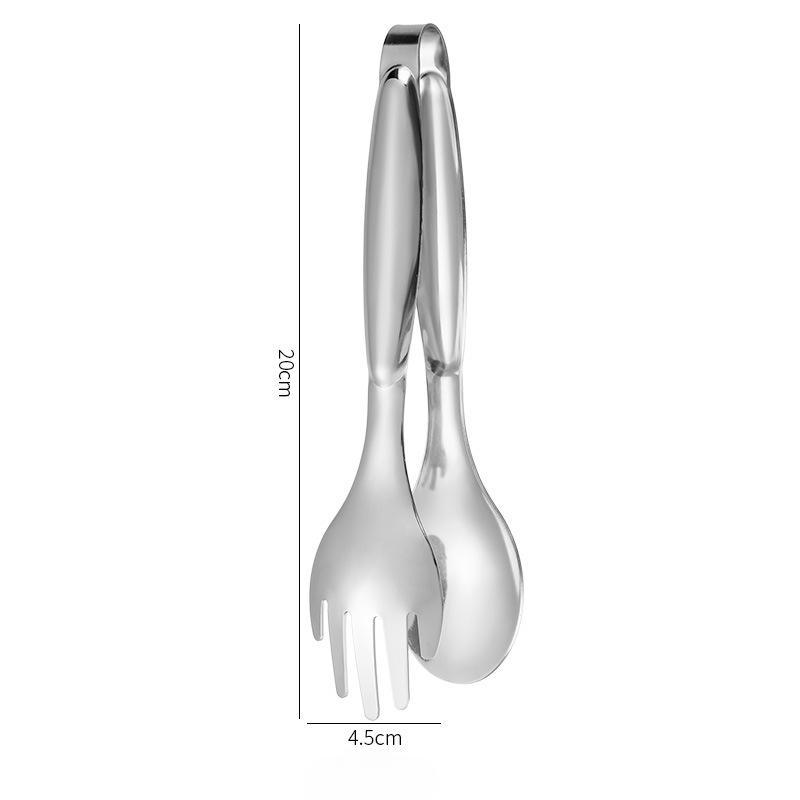 Rutschfeste Lebensmittelzange aus Edelstahl, Fleisch-, Salat- und Brotzange, Servierzange, Grillzange, Fleisch- und Brotclip, Küchenzubehör, Kochutensilien silber