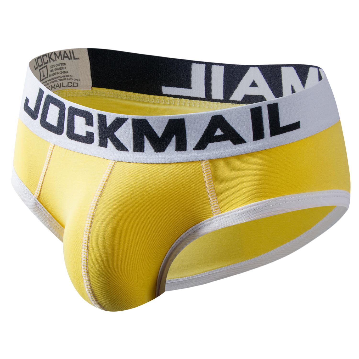 Slips JOCKMAIL Baumwolle Weich Bequem Atmungsaktiv Sport Alltag Casual Herren Unterwäsche 9 Farben Mode Unterhosen L gelb