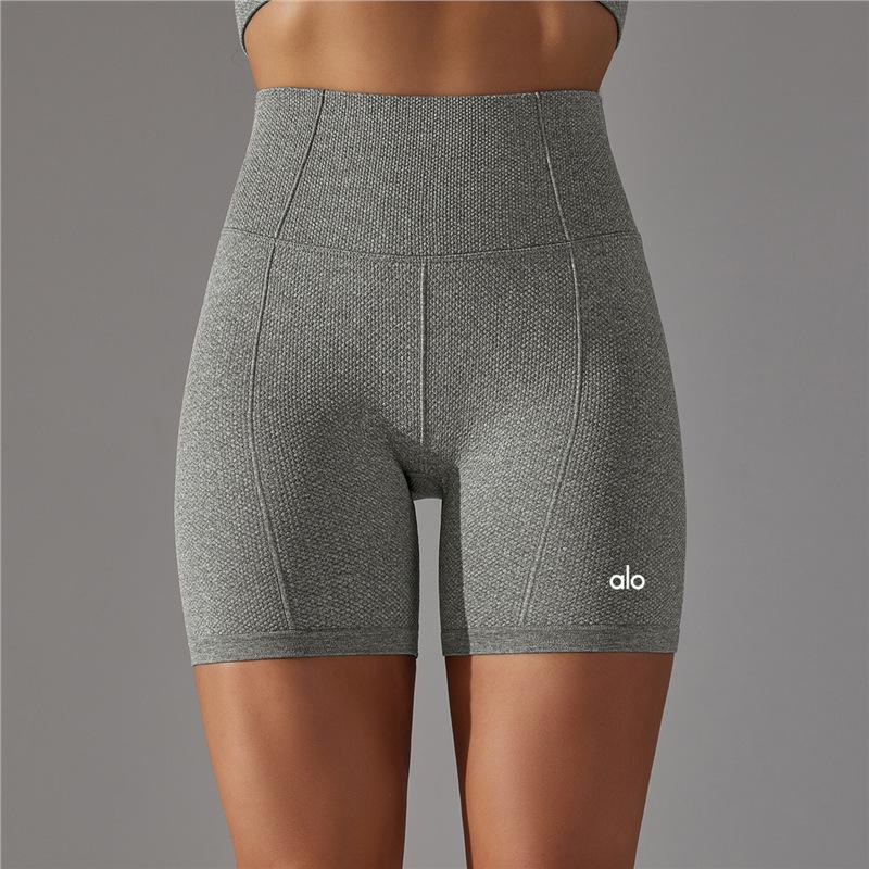 Nordamerika Alo Yoga Hohe Taille Damen Bauchkontrolle Po-Lifting Yoga-Shorts Large graue