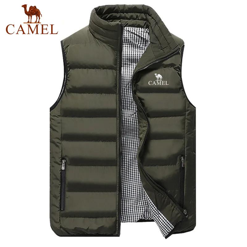 Camel Stickerei Herren Herbst Winter Hochwertige Baumwolle Tank Top Jacke Mode Lässig Komfort Ärmellos Verdickte Jacke L