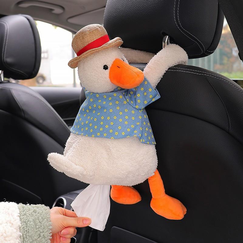 Plüsch Auto Taschentuchbox Cartoon Tierdesign, Universeller Auto Taschentuchhalter für Autozubehör, Weiche Flauschige Auto Heimdeko duck