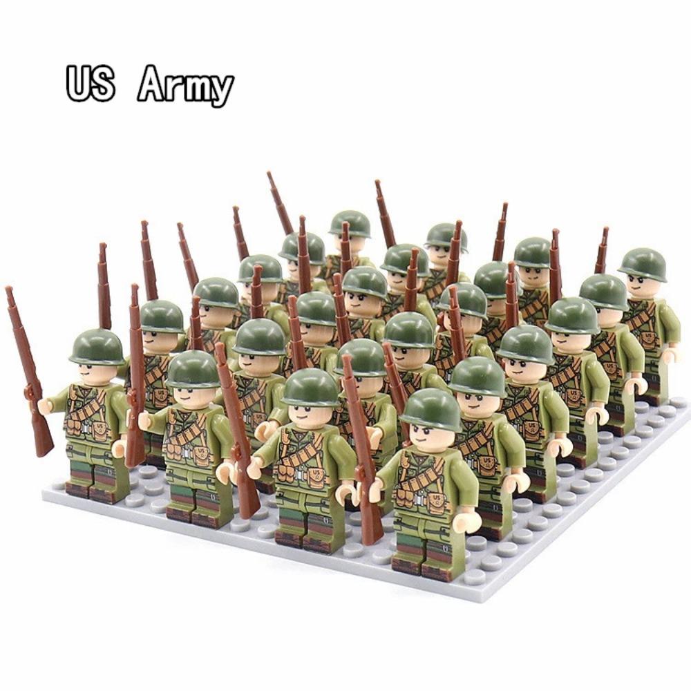 WW2 24 teile/los Militär Soldaten Bausteine Set Waffen Sowjetischen USA UK China Frankreich Armee Action-figuren Ziegel Spielzeug Kinder geschenke amarant