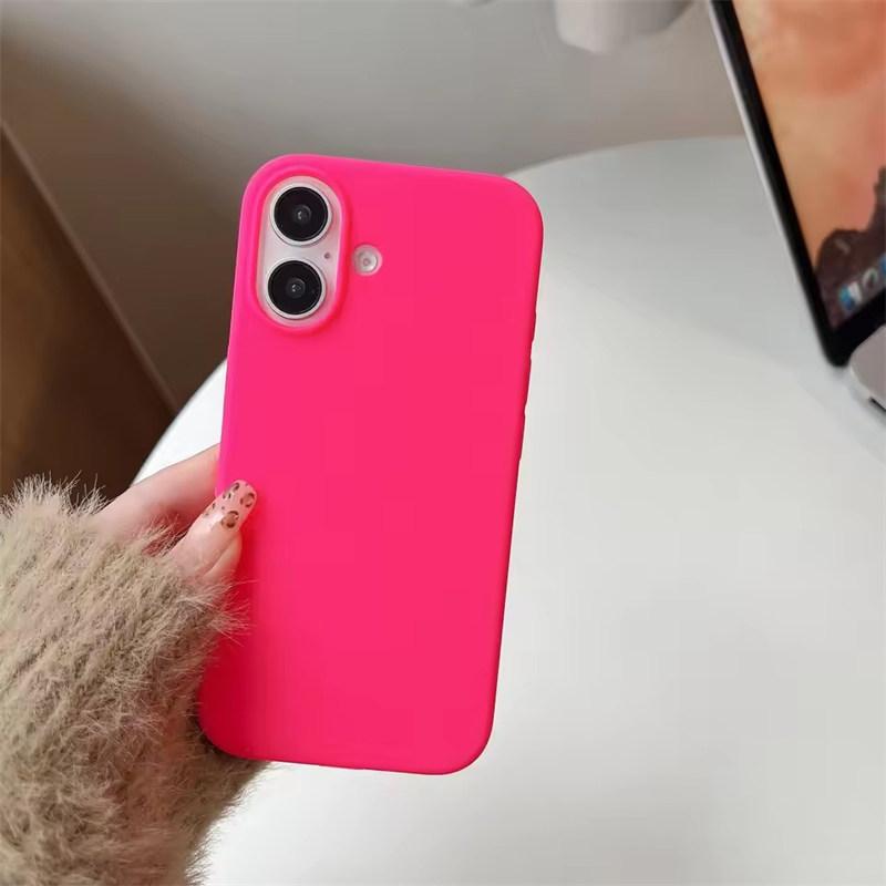 Luxus Flüssigsilikonhülle Für iPhone17 16 15 14 13 12 11Pro Max Plus XS XR Mini 7/8 SE 16E Handyhüllen Für iPhone Vollschutzhülle iPhone 14 Pro fluoreszierende rose