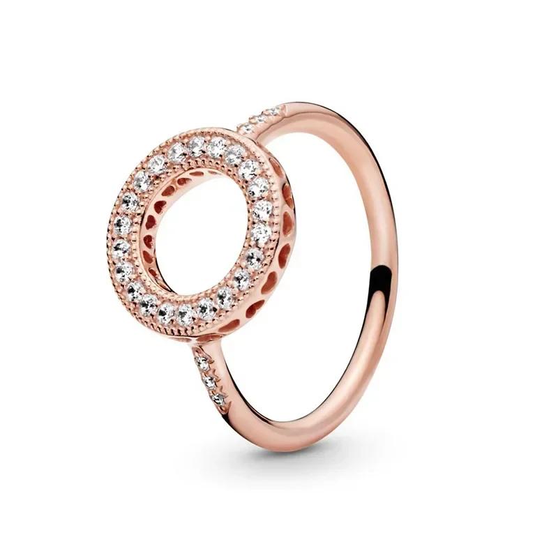 Modeschmuck 925 Sterling Silber Klassischer Ring aus Roségold Glänzender Kronen-Charm-Ring Exquisites Geburtstagsgeschenk für Damen 8 blau