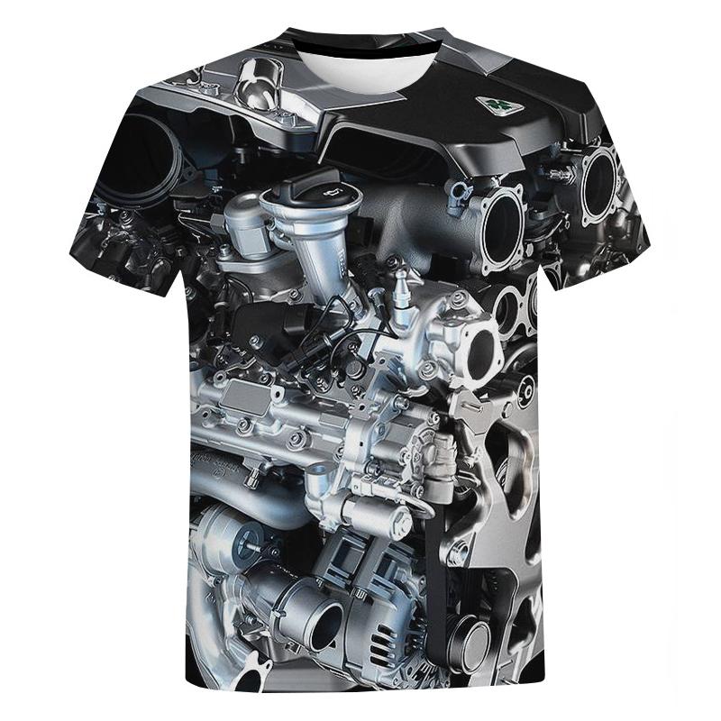 Auto Motor 3D Gedruckt T-shirt Männer Frauen Mode Lässig Kurzarm Unisex Hip Hop Harajuku Stil Übergroßen T Shirt XL
