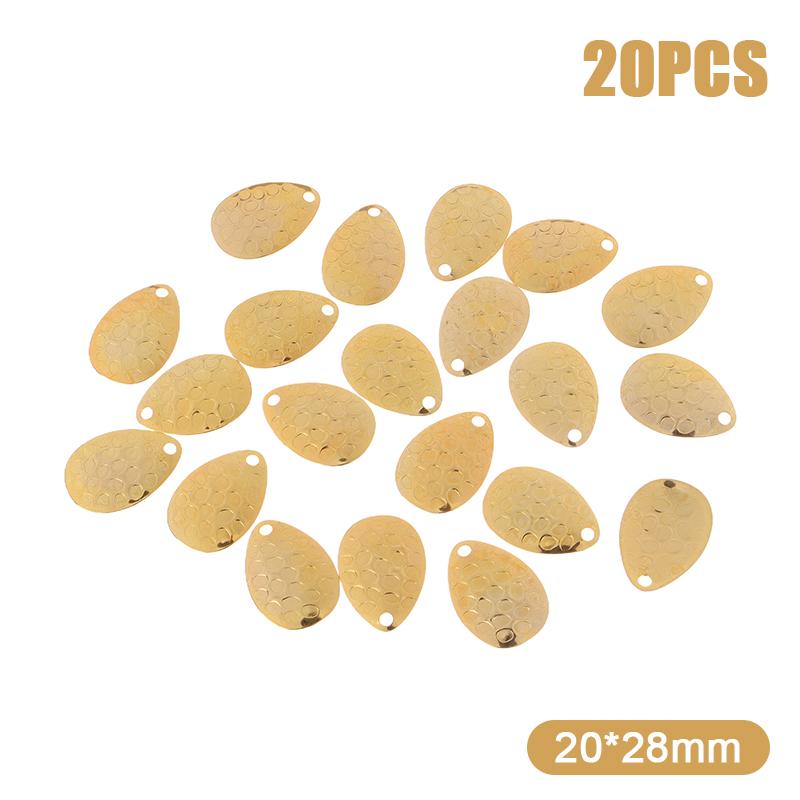 20 Stück Angel-Spinnerblätter Metall Tropfenform Löffel Kliesche Für Tackle Bastelköder Werkzeug Köder DIY Hardbait Zubehör L gold
