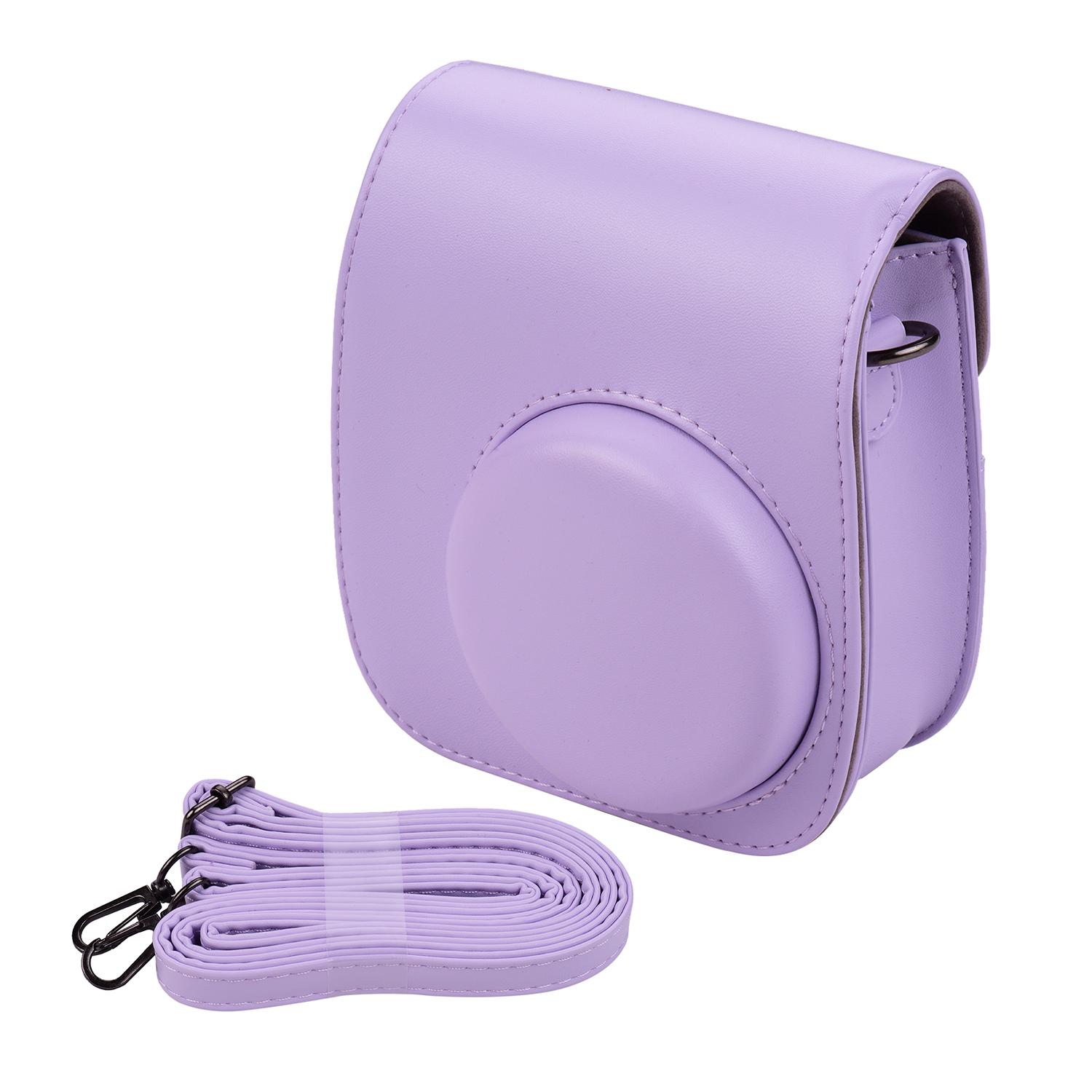 Tragbare Sofortbildkamera-Tasche aus PU-Leder mit Schultergurt, kompatibel mit Fujifilm violett