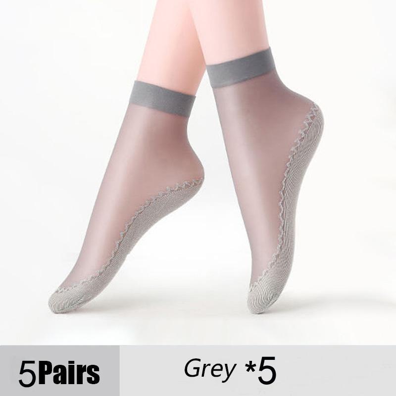 Ultradünne transparente Socken für den Sommer, Baumwollseide, dünne Socken, Damen-Spitzen-Mesh-elastische Socken, Patchwork-Kristall-Söckchen, weibliche kurze Socken EUR36-42