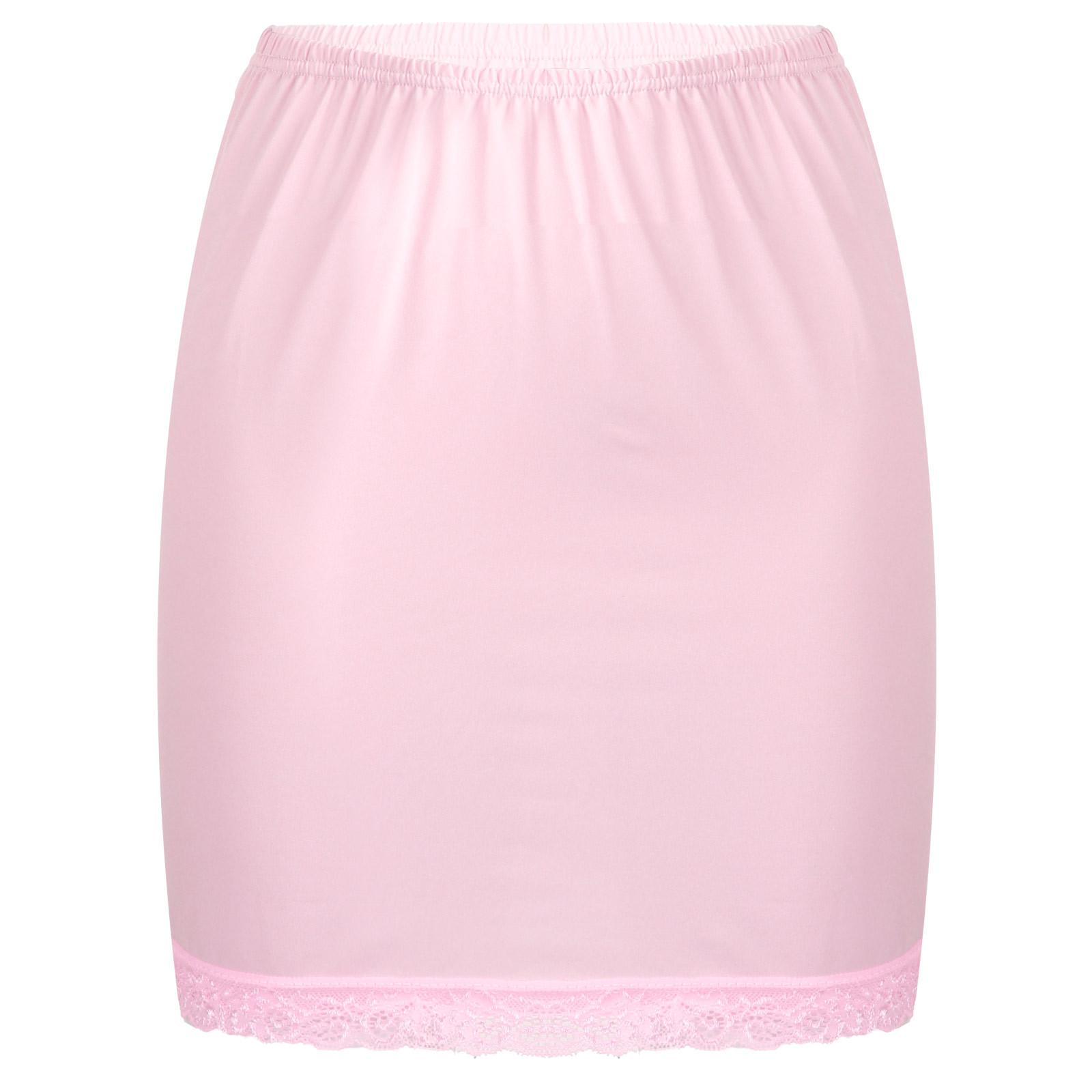 Damen-Rock unter Kleid, halbes Slip-Kleid, Damen-Dessous, glatter Petticoat-Unterrock One Size hellrosa