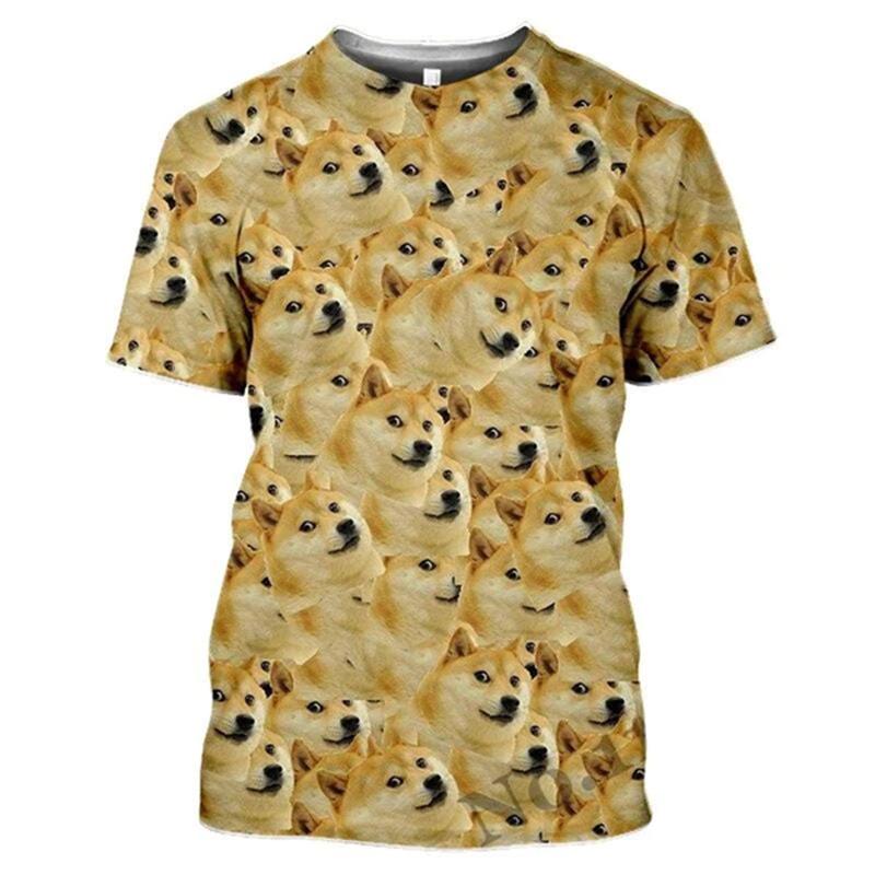 Lustige Hunde T-Shirts Mode 3D Meme Hund Grafik T-Shirt für Herren Kleidung Doge Fan Streetwear Übergrößen T-Shirts Top Damenkleidung XXL