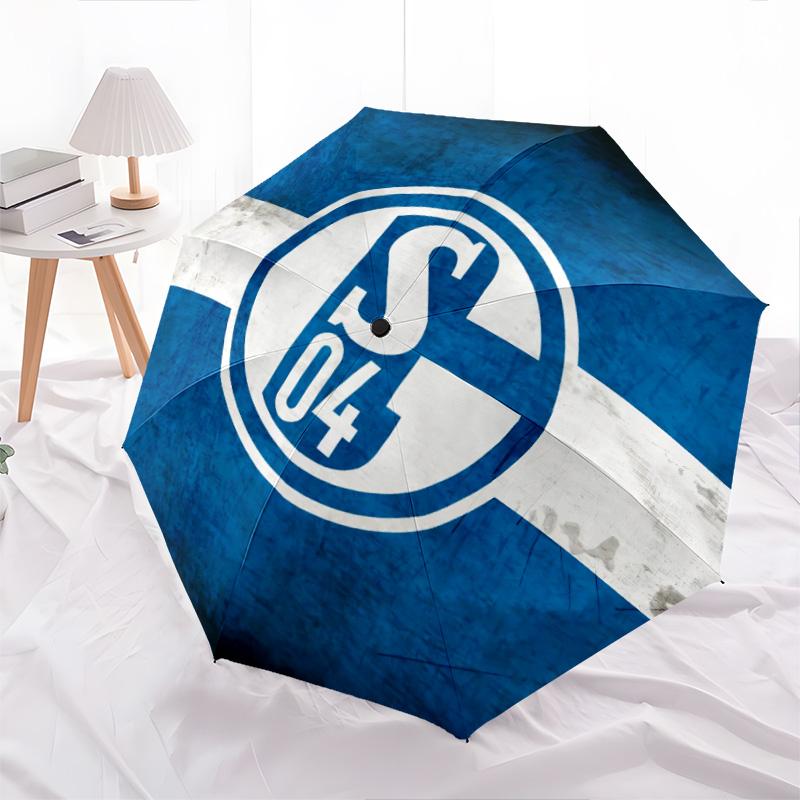 FC Schalke 04 Muster, Automatik-Regenschirm, tragbares und faltbares Design, 8 Schirmstäbe, ein Weihnachts- oder Geburtstagsgeschenk.