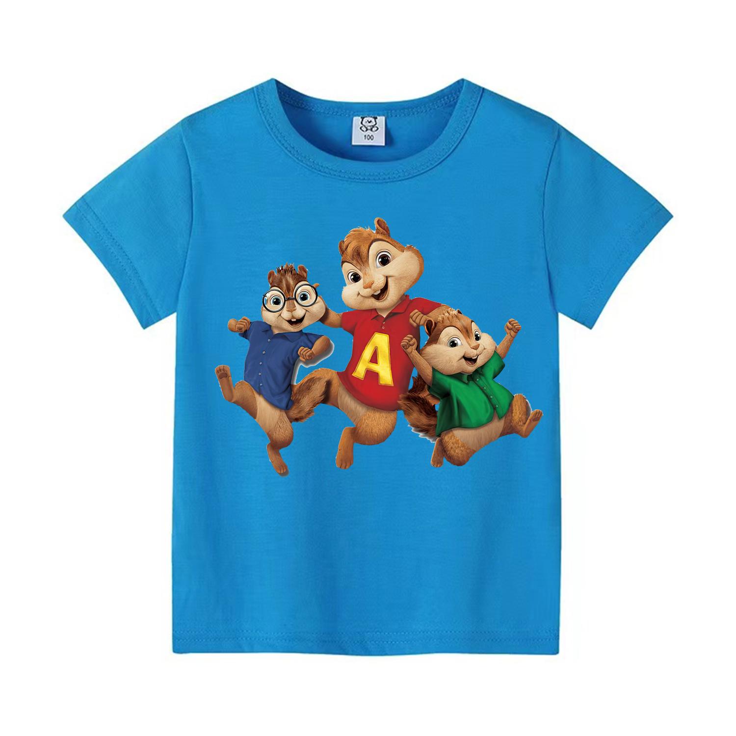 Süßes Cartoon Mode Streifenhörnchen Kleidung Kinder und Teenager Oberteil Sommer Kinder Kurzarm T-Shirt Jungen und Mädchen 150 brown