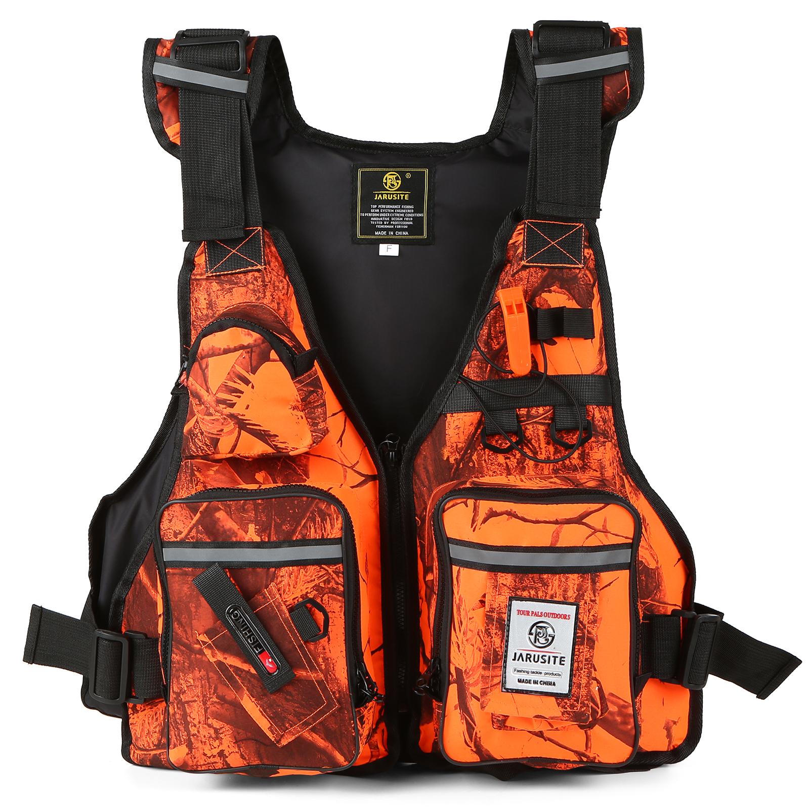 Herren Professionelle Schwimmweste Auftriebsanzug Tragbare Angelwesten Mehrere Taschen Wasserdicht Meeresfischen Verstellbare Weste One Size orange