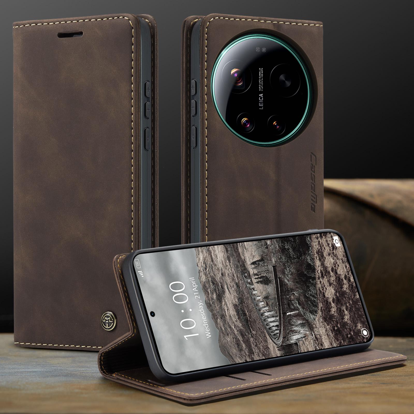 CaseMe Luxus Retro Magnetischer Flip PU Leder Handyhülle für Xiaomi 17 17Ultra Brieftaschenabdeckung Handy Hülle Für Xiaomi 17 Ultra Xiaomi 17 kaffeebraun