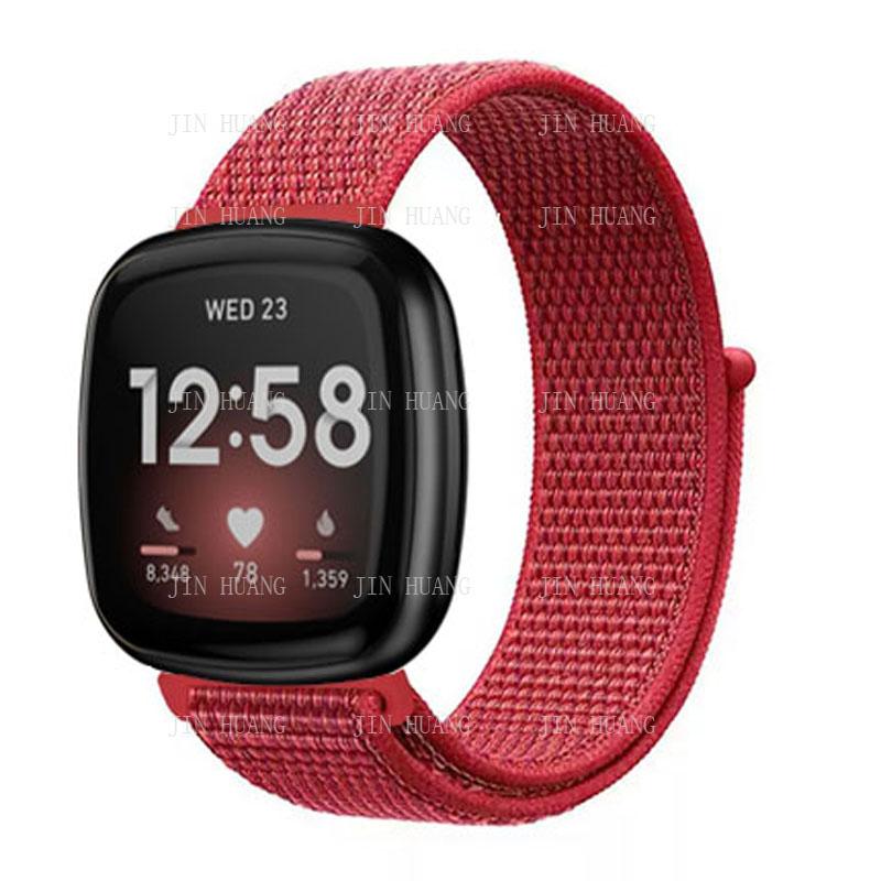 Nylonarmband für Fitbit Versa 4 3 2 Lite Smartwatch-Band Ersatz Uhrenarmband für Fitbit Sense 2 Schlaufe Correa Armband versa 3 or Sense rot
