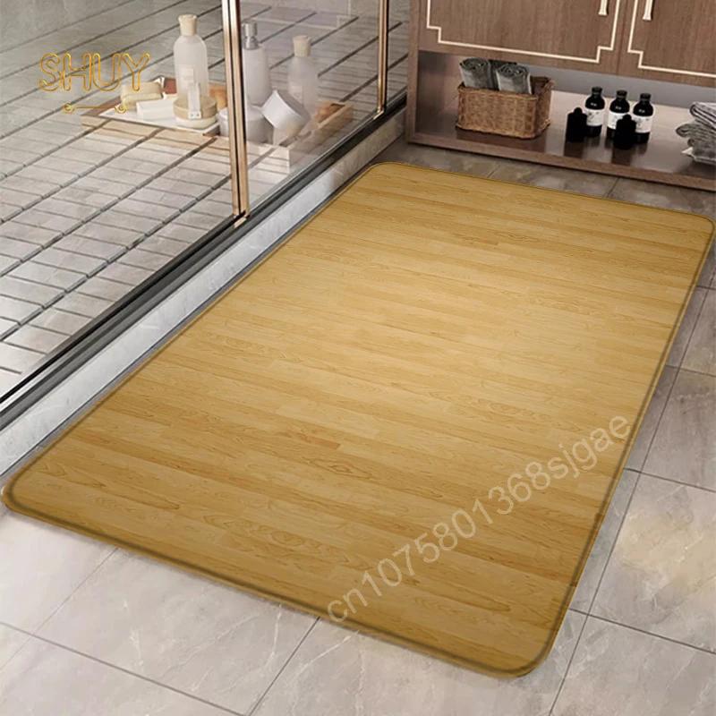 Fußmatte mit Holzmaserung, Badezimmerteppich, Kücheneingang, rutschfest, Wohnzimmersofa, dekorative Fußmatten für Zuhause, Kinderkriechteppich 50x80cm-20x31in