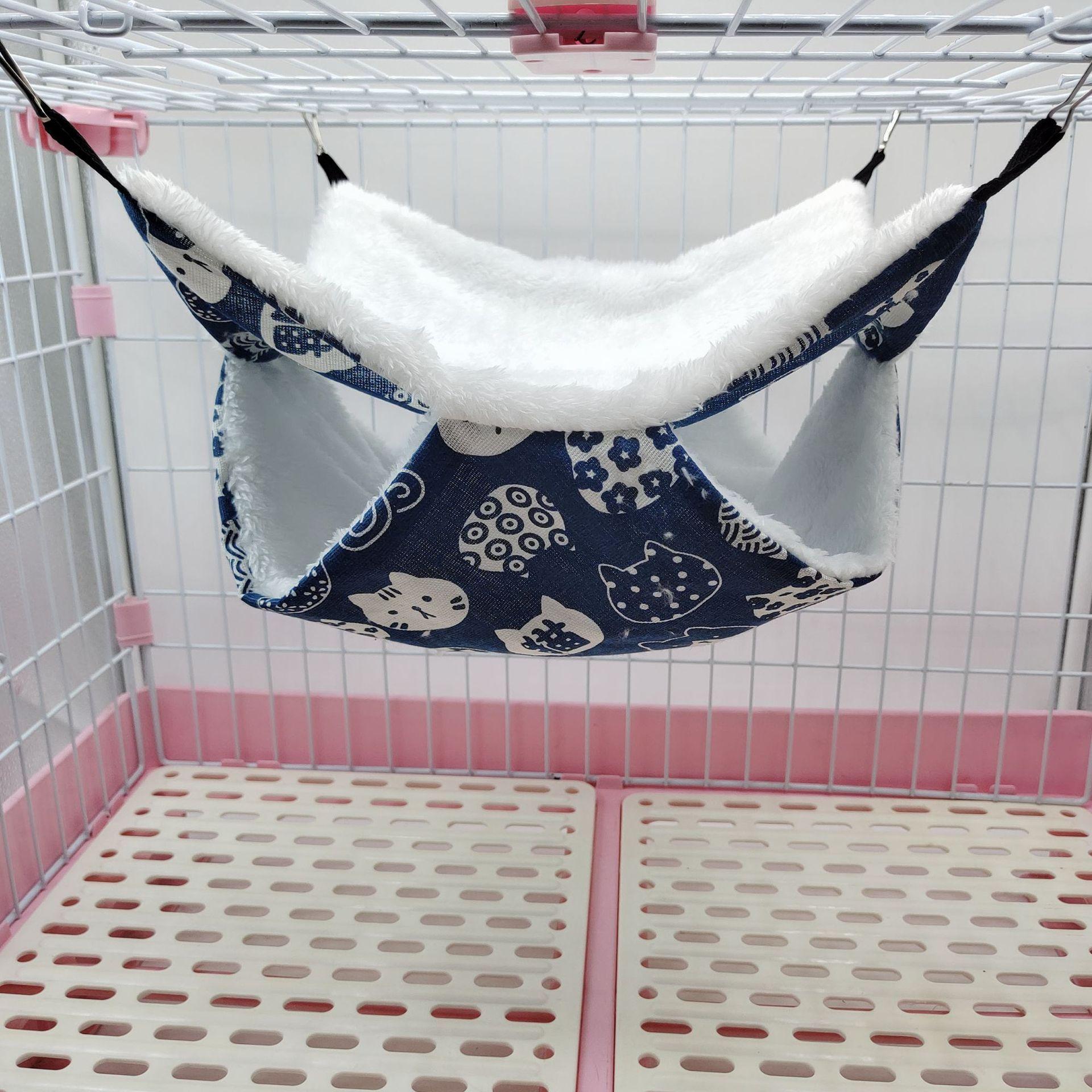 Haustierbedarf, Frettchen, Ratte, doppellagig, warmer Haustier-Schlafsack, Hamsterkäfig, Haustier-Hängematte, Eichhörnchenbetten 20x20cm-Blue cat