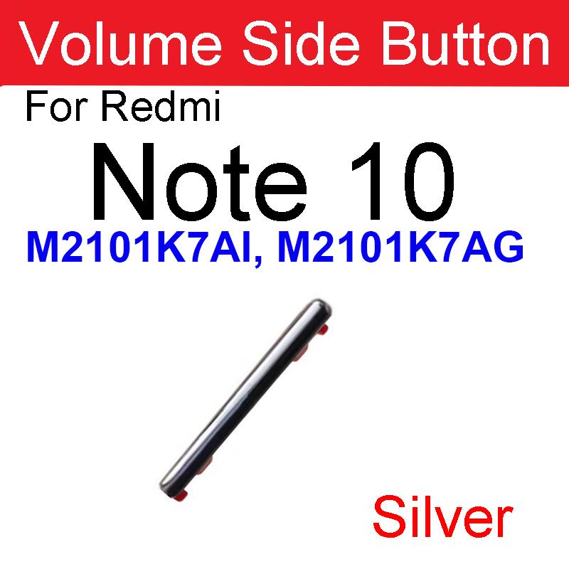 Lautstärke-Seitentaste für Xiaomi Redmi Note 9 5G / Note 9S / Note 9 Pro / Note 10 / Note 10 Pro, Lautstärketaste, Sidekey-Reparaturteile Note 10 silber