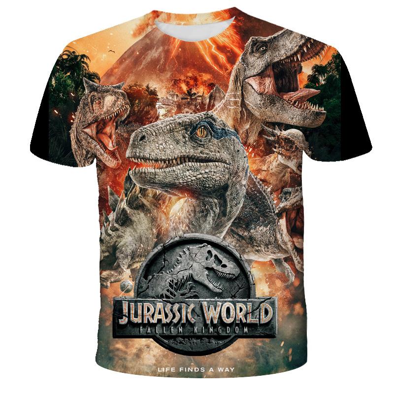 Kinder Jungen T-Shirt mit 3D-Druck Cooles Jurassic World Dinosaurier T-Shirt Jungen Kleidung Sommer Kurzarm T-Shirts Kinderkleidung Mädchen Tops 140