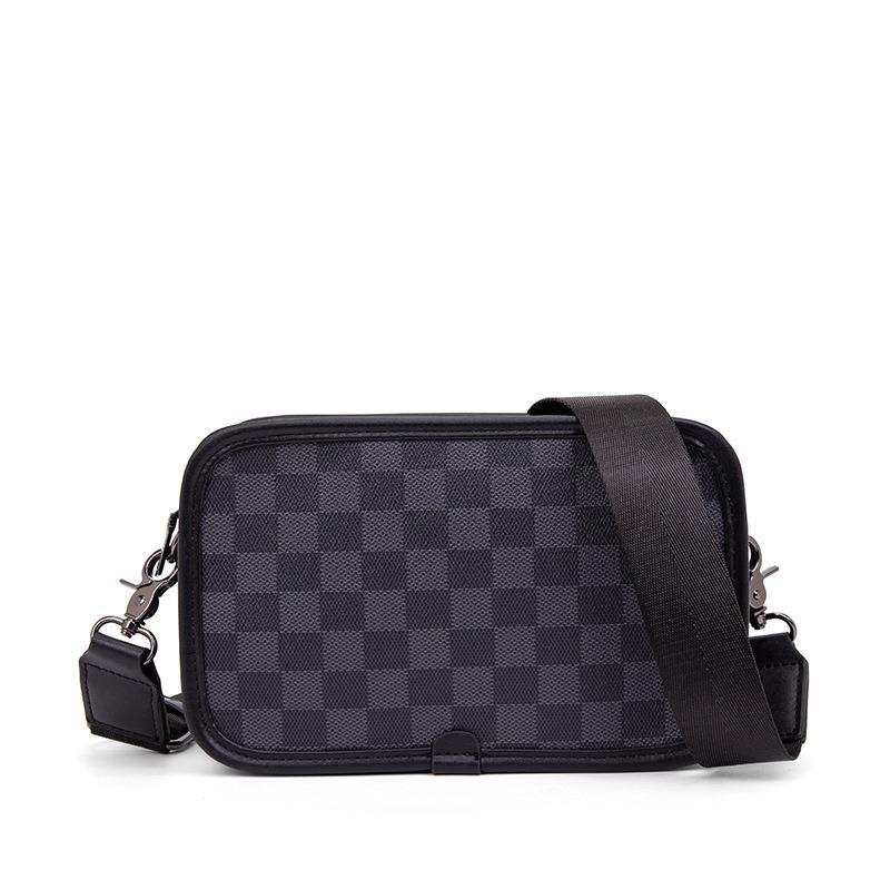 Karierte Mode Umhängetasche Street Trend Kleine Umhängetasche Koreanische Herren Umhängetasche Freizeit Pendeln Kleine Quadratische Tasche Herrentasche One Size