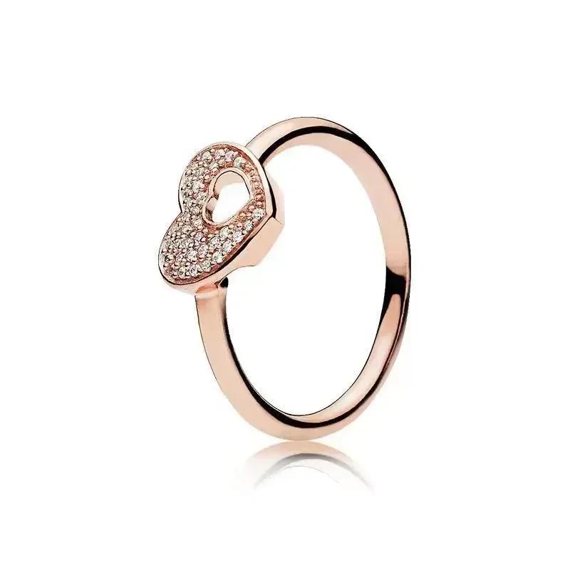 Modeschmuck 925 Sterling Silber Klassischer Ring aus Roségold Glänzender Kronen-Charm-Ring Exquisites Geburtstagsgeschenk für Damen 8 wassermelone roten