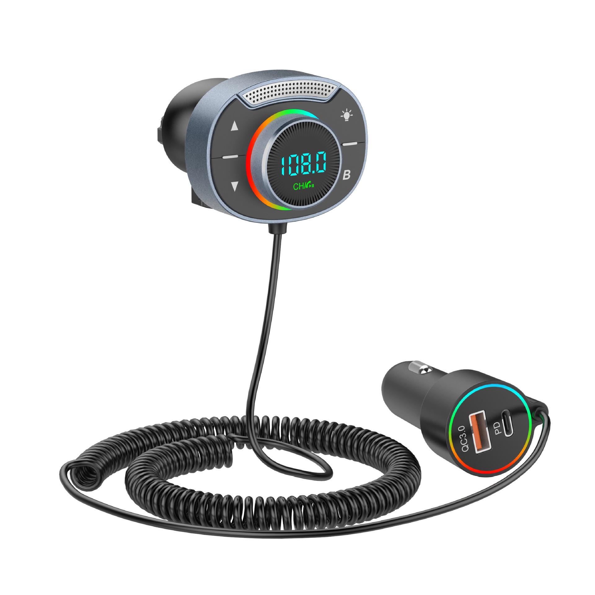 T86 Auto Bluetooth FM Transmitter MP3-Player Spannungserkennung Zhitong QC3.0 PD30W Schnelllader Freisprechanrufe Autozubehör Without TF Card blau