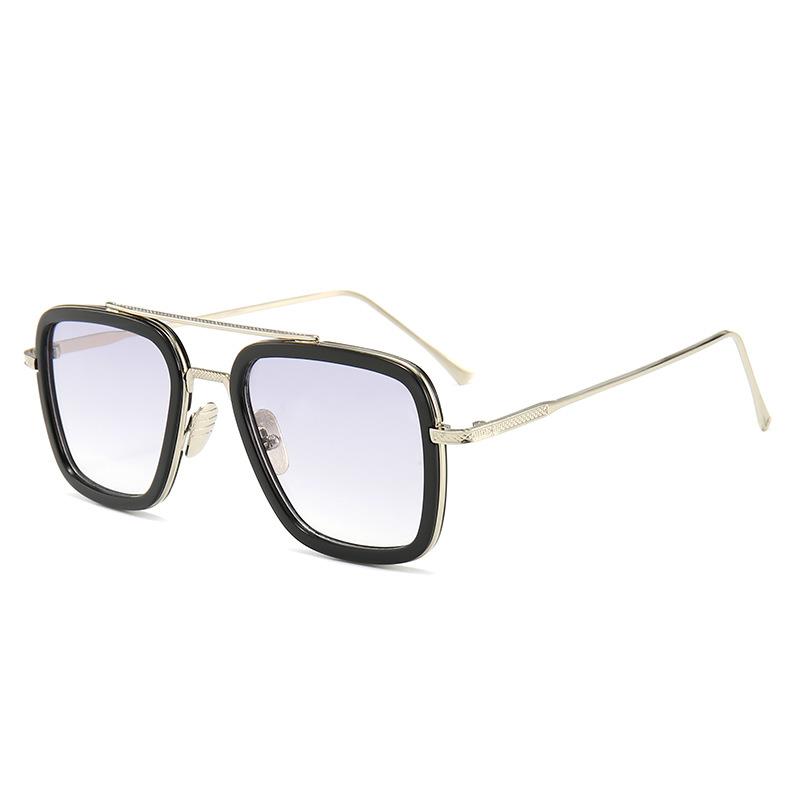 Neue Mode Großen Rahmen Sonnenbrille Männer Platz Metall Sonnenbrille Frauen Retro Sonnenbrille Vintage Hohe Qualität 1