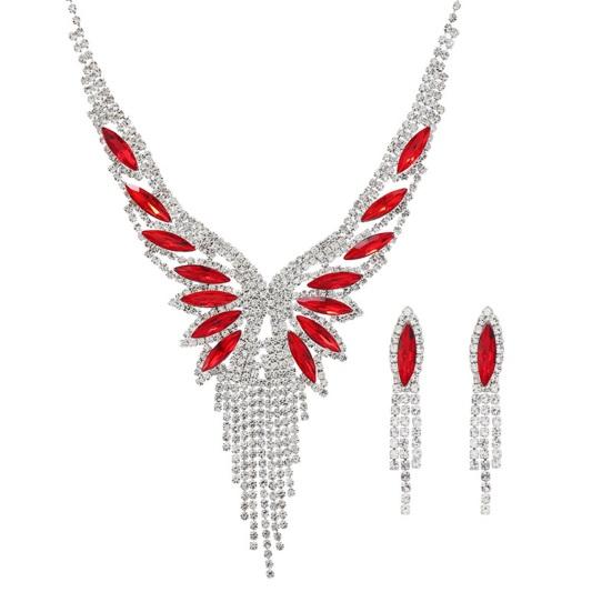 2 Teile/satz Frauen Elegante Halskette Ohrringe Einstellbare Glänzende Strass Zirkonia Choker Halskette Quaste Drop Ohrringe Set