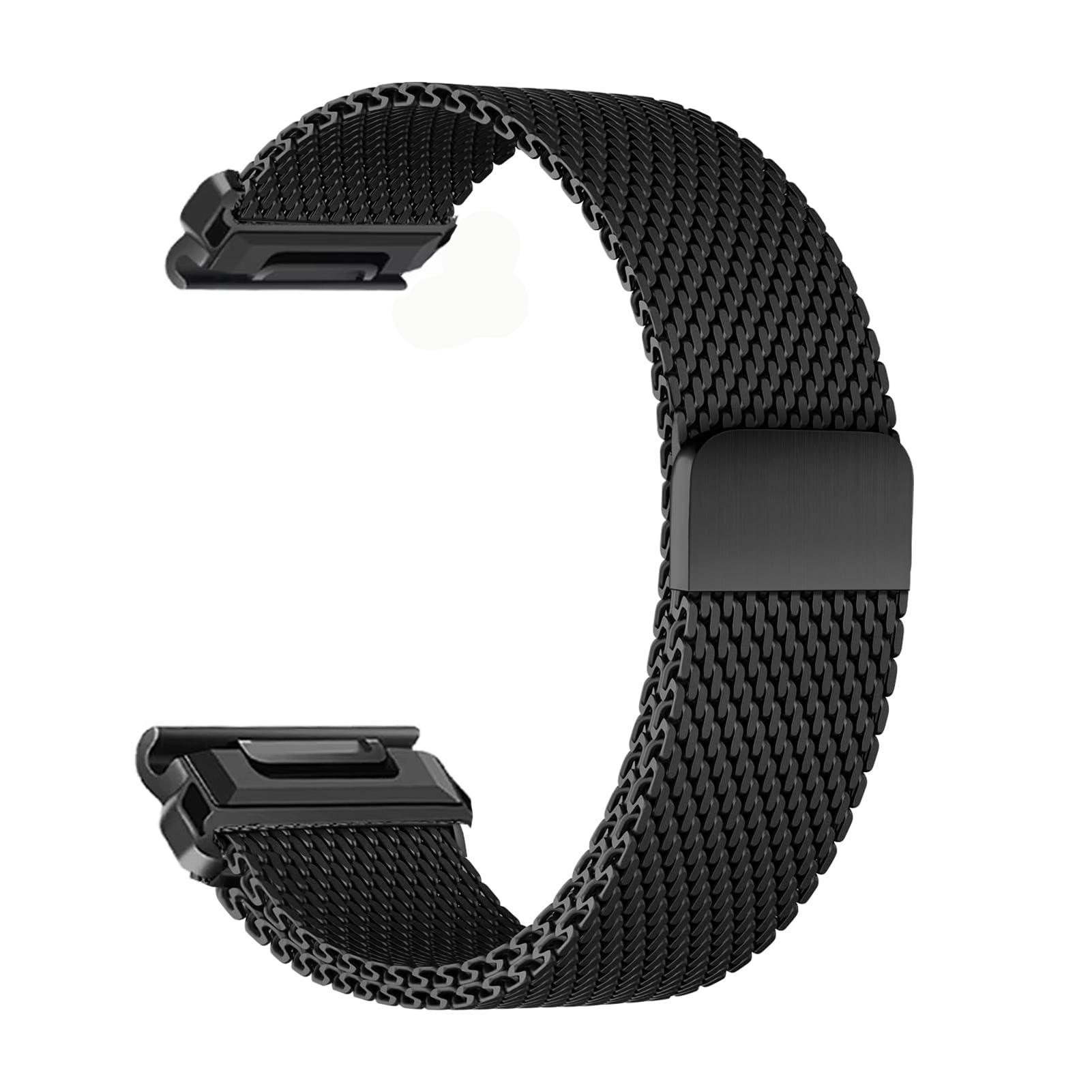 Mailänder Schlaufe Armband Für Garmin Fenix 8 7 Pro 7S 6X 6 5Plus Venu 3 Tactix 7 Armband correa Fenix 8 7X 26mm 22mm Quick Fit Armband 22mm Fenix 8 7 47mm schwarz