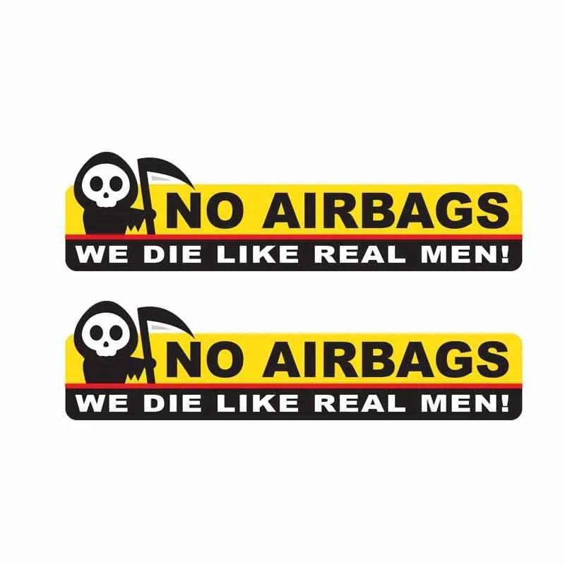 2PCS Funny Skeleton Head NO AIRBAGS WE DIE LIKE REAL MEN Car Sticker DecalVehicle Parts & Accessories, Car Tuning & Styling, Body & Exterior Styling! 13x3.5cm-2pcs