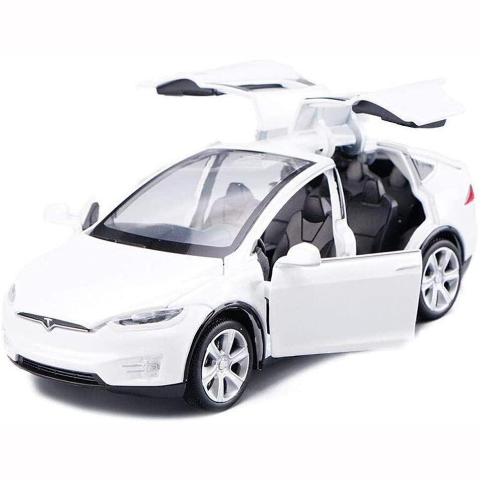 Diecast Model X Cars Spielzeug, 1:Zurückziehbares Spielzeugauto im Maßstab 32, Modell X90, Tesla-Legierung, zurückziehbare Fahrzeugtür aus Legierung mit Lichtern und Musik, Kinderspielzeug 15*7*4.5cm weiß