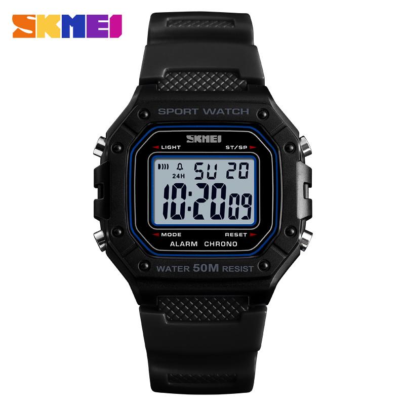 SKMEI Fashion Military Herren Digitaluhr Outdoor Sportuhr 5Bar Wasserdichter Wecker schwarz weiße