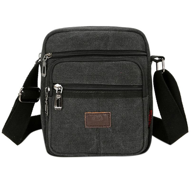 Lässige kleine Canvas-Umhängetasche für Herren, quadratische Tasche, diagonale Tasche, Herren-Umhängetasche One Size schwarz