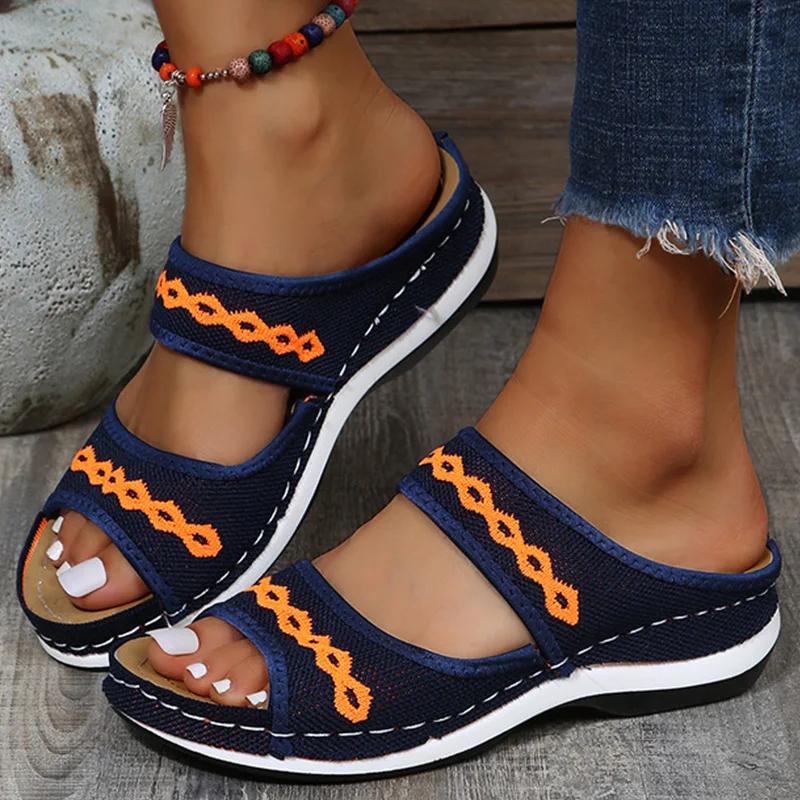 Damen Sandalen Orthopädische Hausschuhe Sommerschuhe 35 blau