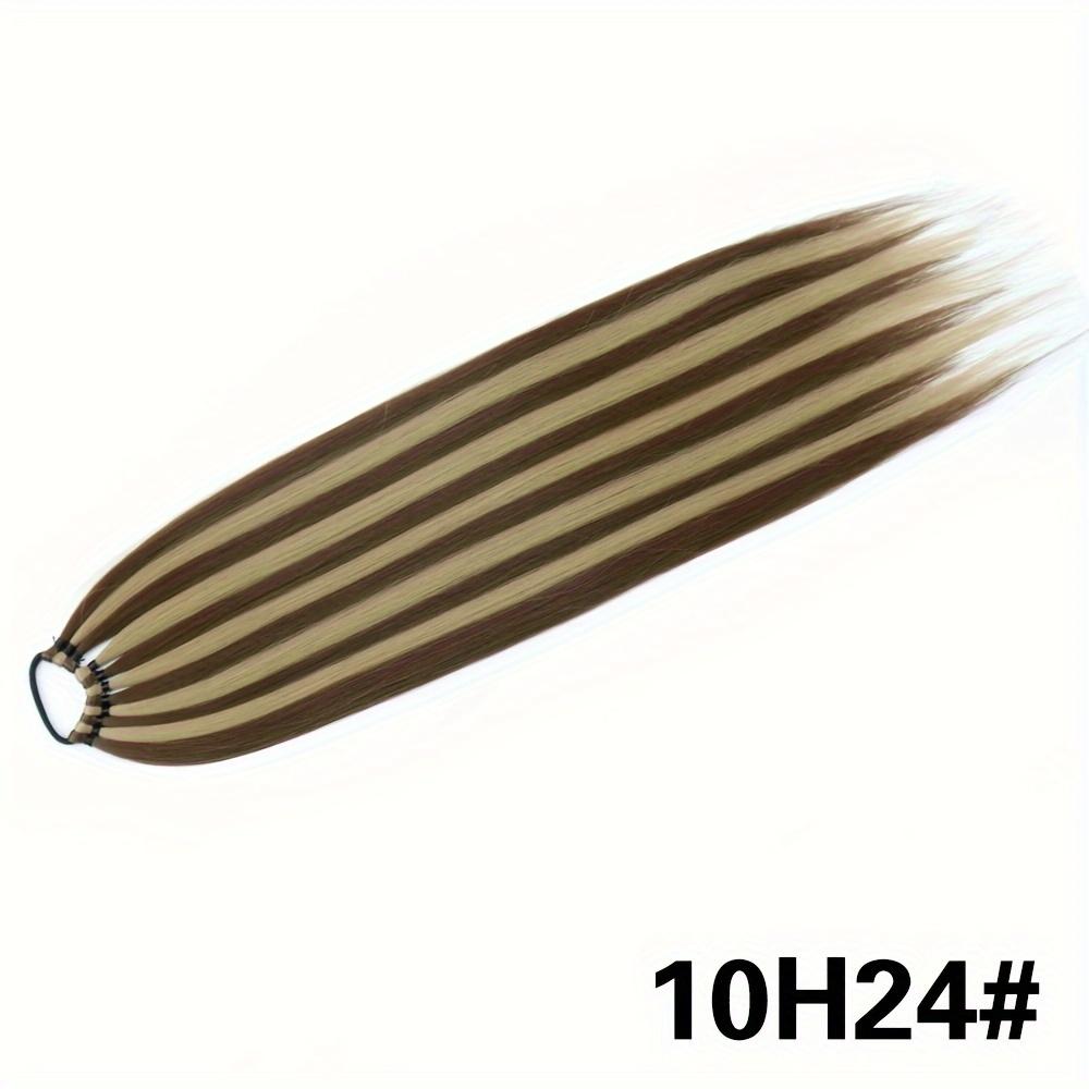 MISS WIG Lange, glatte Pferdeschwanzverlängerung, 24 Zoll, Pferdeschwanz-Haarverlängerung, Kunsthaar auf elastischem Band, Haarteil, hitzebeständiges Haar-Accessoire 65cm