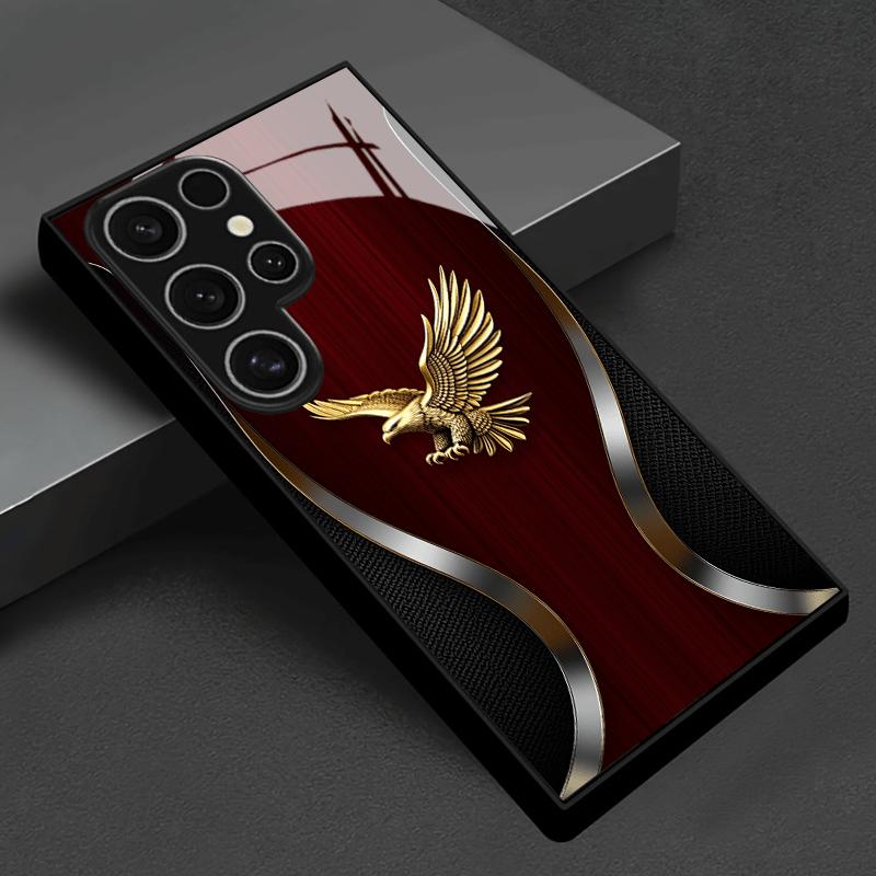 Luxus Goldener Adler Mode Handyhüllen Handyhülle Mobiltelefone Glas für Samsung Galaxy S26 S25 S24 S23 S22 FE, Ultra, Plus For Galaxy S22 Ultra