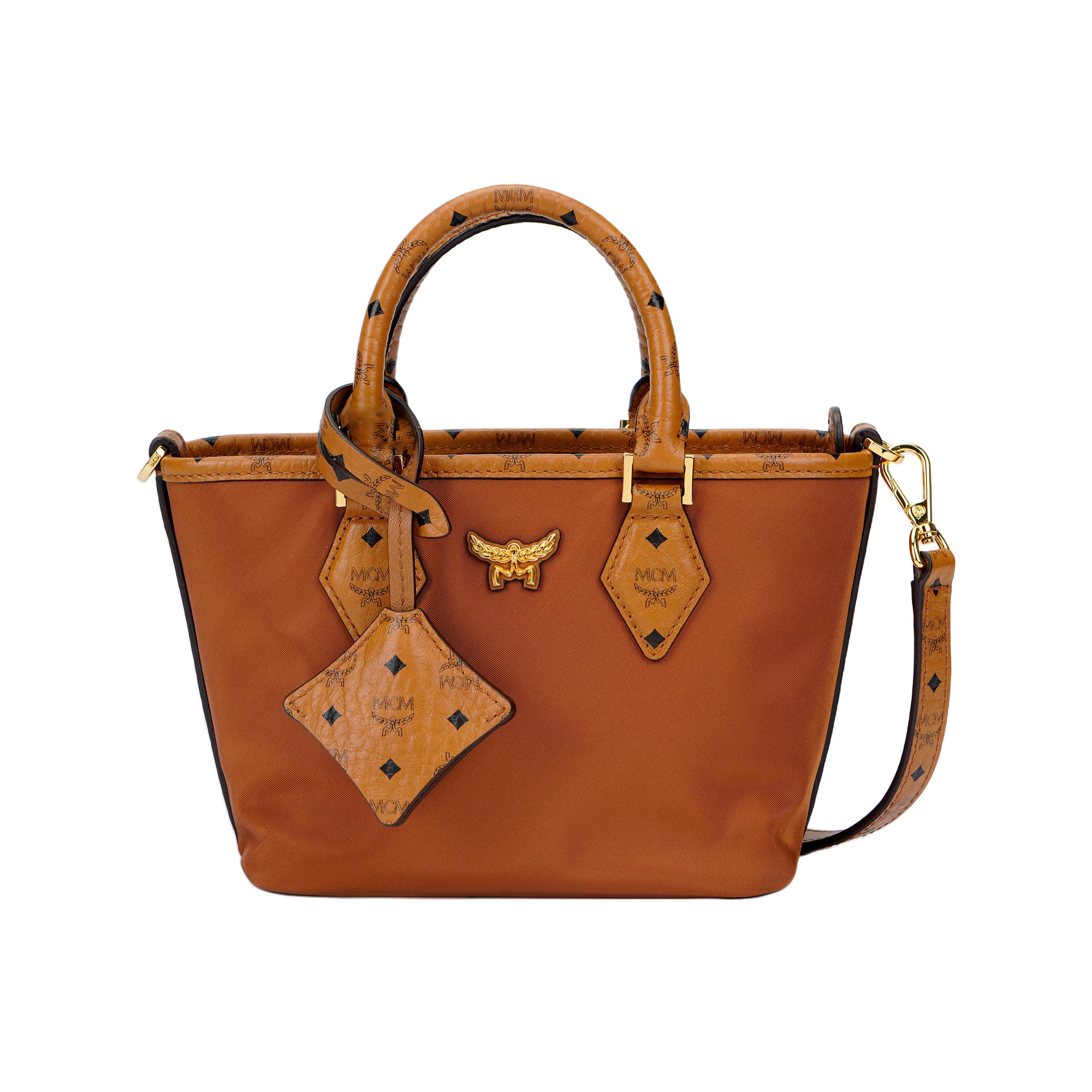 MCM Aren Logo Abnehmbarer Schultergurt Tragetasche Einkaufstasche Damen Tote Braun MWPFSTA04CO001 Basic Set (Bag+Dust Bag)
